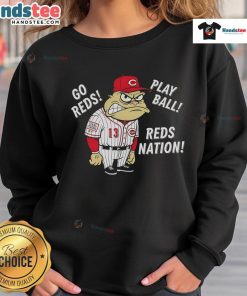 Cincinnati Reds sweatshirt featuring a frog design, perfect for cheering on the Reds. Go Reds! Play ball!