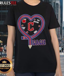 Good Cleveland Guardians baseball love teaching heart pencil ladies tee design featuring vibrant graphics and team spirit.