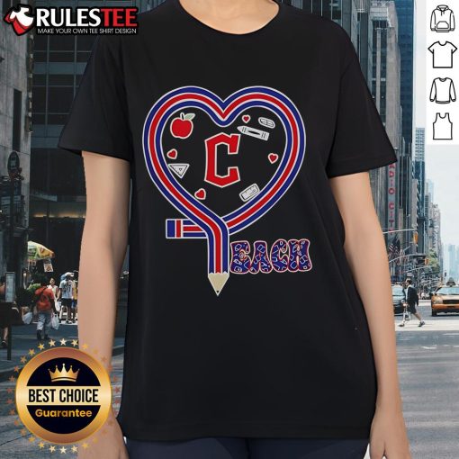 Good Cleveland Guardians baseball love teaching heart pencil ladies tee design featuring vibrant graphics and team spirit.