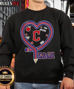 Good Cleveland Guardians baseball sweatshirt with a heart and pencil design, perfect for fans and teachers alike.