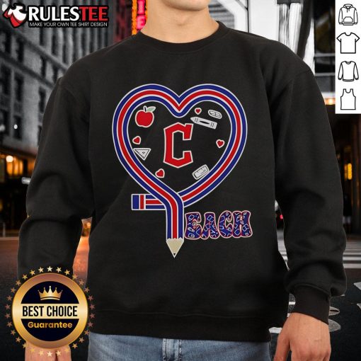 Good Cleveland Guardians baseball sweatshirt with a heart and pencil design, perfect for fans and teachers alike.