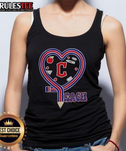 Good Cleveland Guardians baseball tank top with a heart and pencil design, perfect for fans and teachers who love the game.