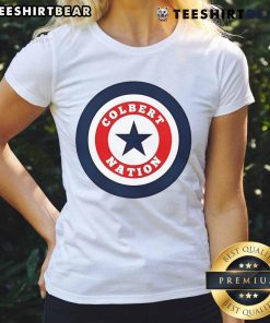 Good Colbert Nation Stephen Colbert 2025 logo on a stylish ladies tee, perfect for fans of the late-night show.