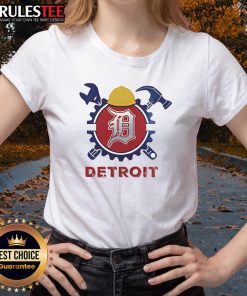 Alt Text: Happy Labor Day USA with a Good Detroit Tigers baseball ladies tee featuring team logo and patriotic colors.