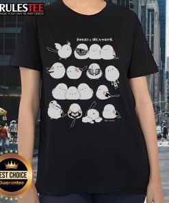 Alt Text: Good Douki I'm A Long-Tailed Tit Ladies Tee featuring a colorful bird design on a stylish women's shirt.