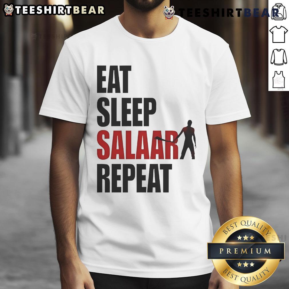 Good Eat Sleep Salaar Repeat Indian Action T Shirt Good Eat Sleep Salaar Repeat Indian Action T-Shirt featuring bold graphic design, perfect for fans of Indian cinema.
