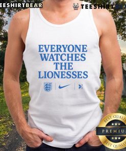 Alt Text: Good Everyone Watches The Lionesses tank top featuring vibrant design celebrating women's football and team spirit.