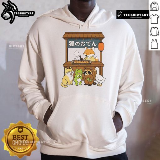 Adorable Good Fox Oden Shop cute Japanese style hoodie featuring a vibrant fox design and cozy fit, perfect for casual wear.