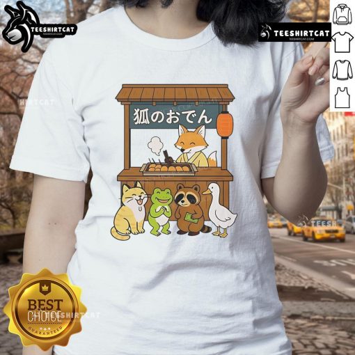 Cute Japanese style ladies tee from Good Fox Oden featuring a playful design, perfect for casual and stylish outfits.