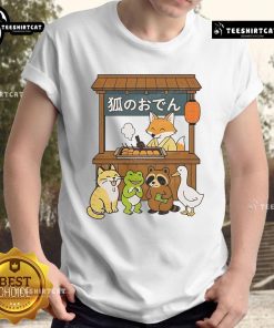 Good Fox Oden Shop cute Japanese style t-shirt featuring a whimsical fox design, perfect for casual wear.