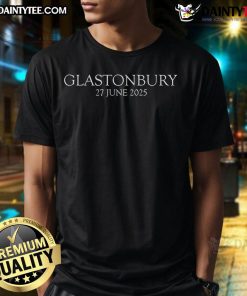 Alt Text: Good Glastonbury 27 June 2025 logo t-shirt featuring vibrant design and festival-themed graphics for music lovers.