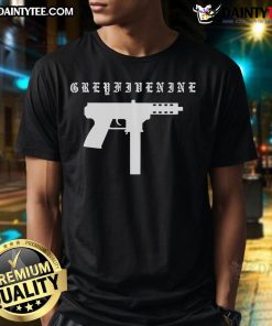 Alt Text: Good Greyfivenine Gun T-Shirt featuring a stylish gun graphic on a comfortable grey fabric, perfect for casual wear.