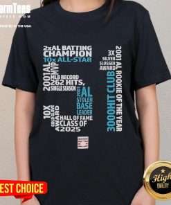 Good Hall of Fame 2025 Ichiro Suzuki 51 Ladies Tee featuring a stylish design honoring the legendary baseball player.