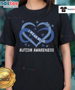 Good Heart I Wear Blue Autism Awareness Ladies Tee featuring a stylish design promoting autism awareness and support.