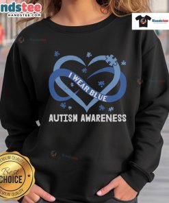 Good Heart I Wear Blue Autism Awareness Sweatshirt, featuring a vibrant blue design to promote autism acceptance.
