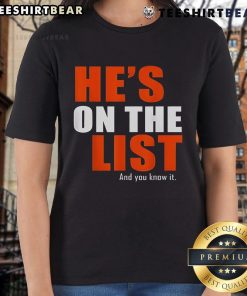 Good He's On The List And You Know It Ladies Tee featuring fun graphic design, perfect for casual wear and holiday celebrations.