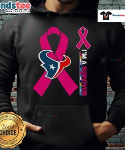 Houston Texans X Cancer Awareness hoodie featuring 'I'm a Survivor' design, perfect for fans supporting cancer research.