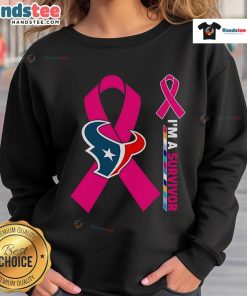 Good Houston Texans X Cancer Awareness 'I'm a Survivor' sweatshirt, showcasing team spirit and support for cancer survivors.