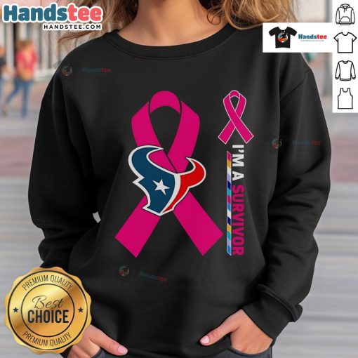 Good Houston Texans X Cancer Awareness 'I'm a Survivor' sweatshirt, showcasing team spirit and support for cancer survivors.