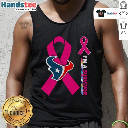 Good Houston Texans X Cancer Awareness 'I'm A Survivor' tank top, showcasing support for cancer survivors and awareness.