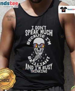 Autism skeleton puzzle tank top with glasses, featuring the quote about brilliance and deep thinking.