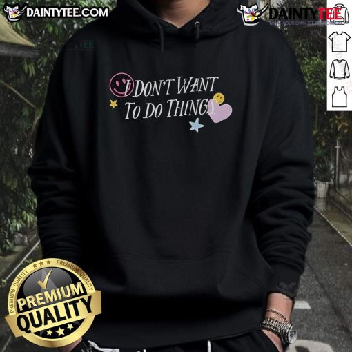 Alt Text: Good I Don't Want to Do Things hoodie featuring a star, heart, and smiley face design for casual wear.