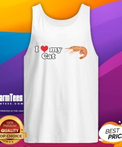 Good I Love My Cat Shrimp Tank Top featuring a playful cat graphic, perfect for cat lovers and casual summer wear.
