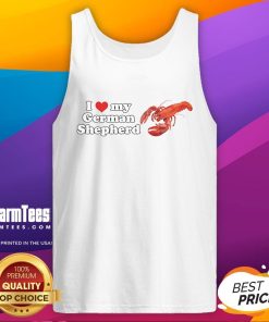 Good I Love My German Shepherd Lobster Shrimp Tank Top featuring a fun design for dog lovers and casual wear.