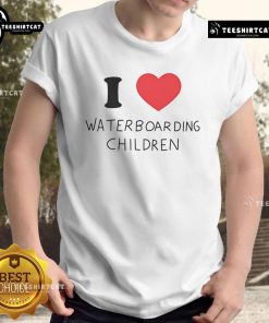 Good I Love Waterboarding Children T-Shirt design featuring bold, playful typography on a casual shirt.