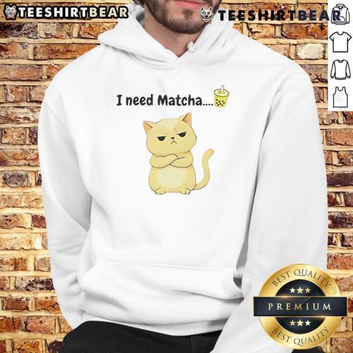 Cozy Good I Need Matcha Cat Hoodie featuring a cute cat graphic and vibrant matcha green color, perfect for cat lovers.