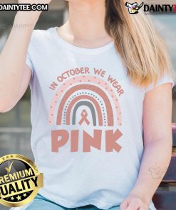 Pink ladies tee for Breast Cancer Awareness in October, featuring a stylish design promoting awareness and support.