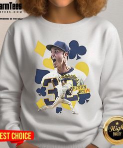 Alt Text: Good Jacob Misiorowski Milwaukee Brewers He's An Ace sweatshirt featuring athlete graphic design.