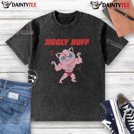 Good Jiggly Buff Pokemon Washed T-Shirt featuring a vibrant design of Jigglypuff in a soft, comfortable fabric.