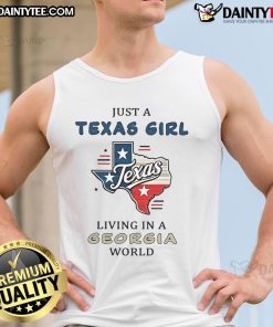 Good Just A Texas Girl Living In A Georgia World tank top featuring a stylish design, perfect for summer outfits.
