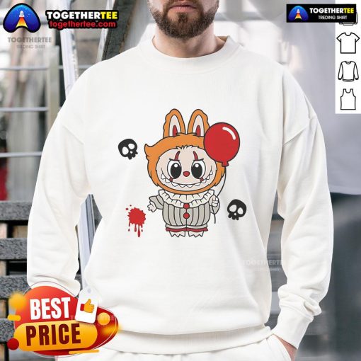 Good Labubu Pennywise The Monsters Halloween sweatshirt featuring a spooky design for Halloween enthusiasts.