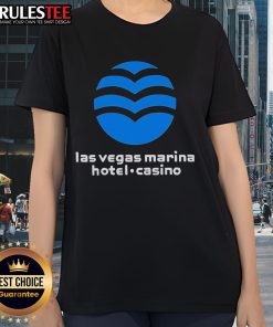 Alt Text: Ladies' tee featuring the Good Las Vegas Marina Hotel Casino logo, perfect for stylish casino outings in Las Vegas.