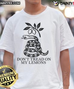 Good Leisha Don't Tread On My Lemons T-Shirt featuring a vibrant lemon graphic and playful text design.