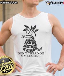 Good Leisha Don't Tread On My Lemons tank top featuring vibrant lemon graphics, perfect for summer style and casual wear.