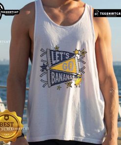 Good Lets Go Banana Baseball Tank Top featuring a fun banana graphic, perfect for summer sports and casual wear.