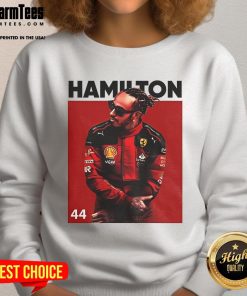 Alt Text: Stylish Good Lewis Hamilton Formula One 2025 sweatshirt featuring vibrant colors and a modern design for fans.