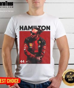 Alt Text: Stylish Lewis Hamilton Formula One 2025 T-Shirt featuring bold graphics and vibrant colors for racing enthusiasts.