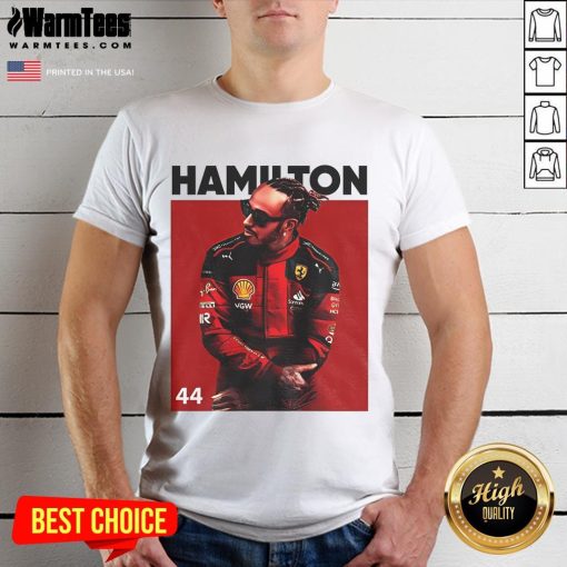 Alt Text: Stylish Lewis Hamilton Formula One 2025 T-Shirt featuring bold graphics and vibrant colors for racing enthusiasts.