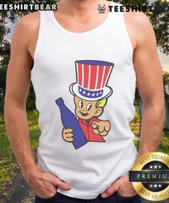 Good Little Uncle Sam Ringer Tank Top featuring a patriotic design, perfect for July 4th celebrations and summer wear.