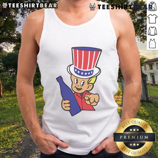 Good Little Uncle Sam Ringer Tank Top featuring a patriotic design, perfect for July 4th celebrations and summer wear.