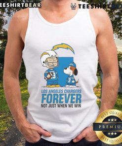Good Los Angeles Chargers Charlie Brown Snoopy tank top with 'Chargers Forever, Not Just When We Win' slogan.