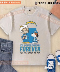 Good Los Angeles Chargers Charlie Brown Snoopy graphic on a washed t-shirt, celebrating Chargers fandom year-round.