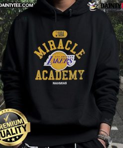 Alt Text: Good Los Angeles Lakers Miracle Academy NBA Collection Hoodie in black, showcasing team logo and stylish design.
