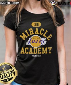 Good Los Angeles Lakers Miracle Academy NBA Collection ladies tee featuring vibrant team colors and stylish design.