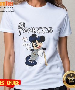 Alt Text: Ladies' Good Mickey New York Yankees baseball tee featuring a stylish design and team logo for passionate fans.