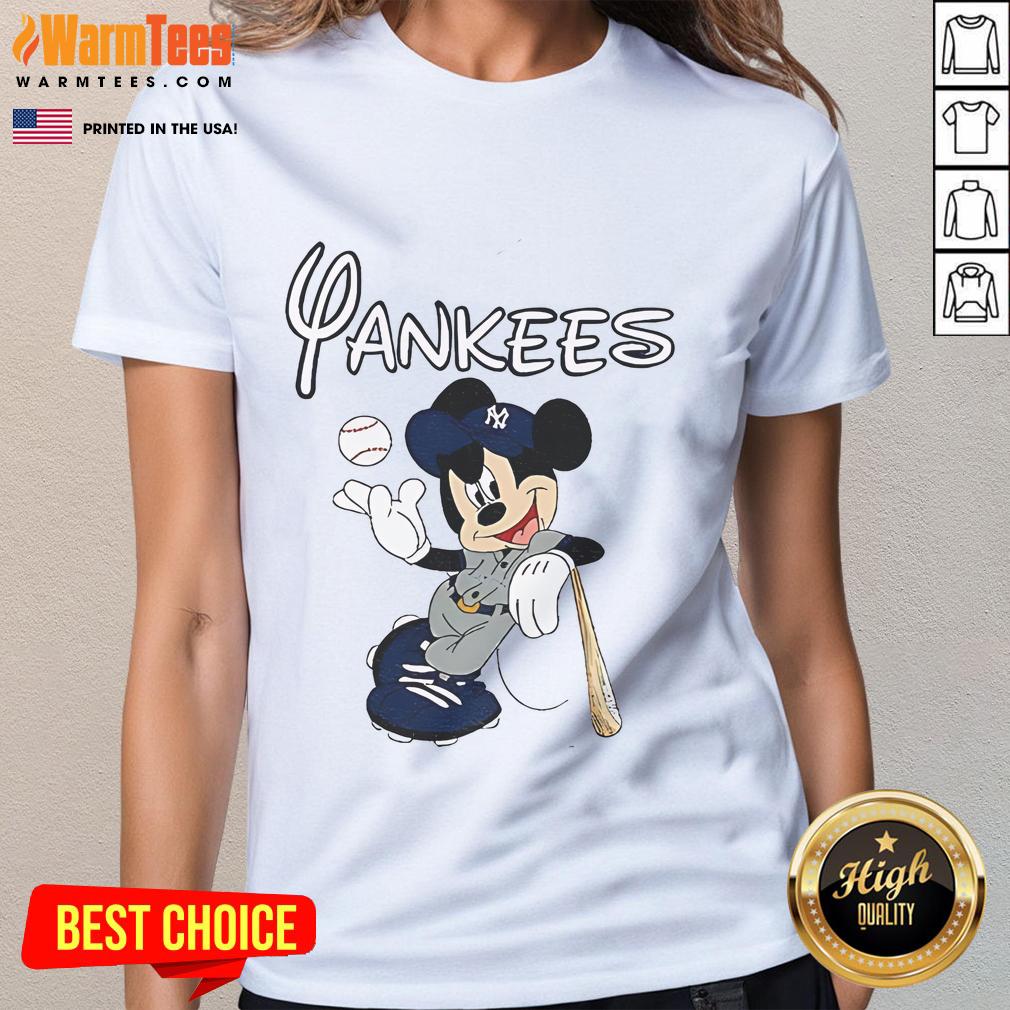 Good Mickey New York Yankees Baseball Ladies Tee Alt Text: Ladies' Good Mickey New York Yankees baseball tee featuring a stylish design and team logo for passionate fans.